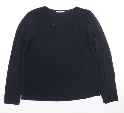 Tatuum Womens Blue Cotton Basic Blouse Size M V-Neck