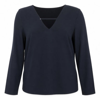 Tatuum Womens Blue Cotton Basic Blouse Size M V-Neck