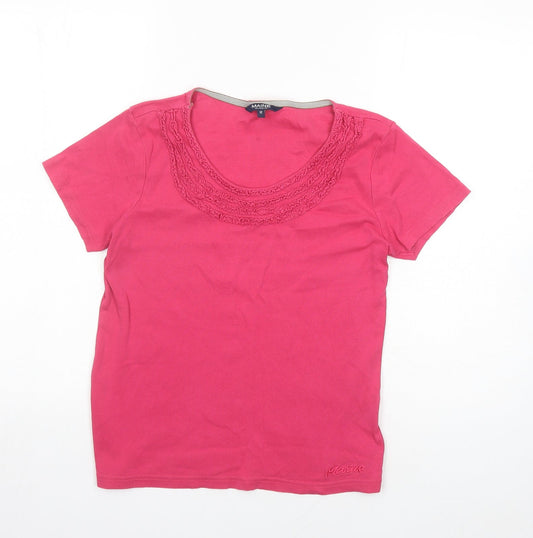 Maine New England Womens Pink Cotton Basic T-Shirt Size 12 Round Neck