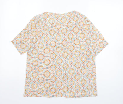 Classic Womens Multicoloured Geometric Viscose Basic T-Shirt Size 14 Round Neck