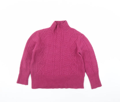 Autograph Womens Pink Mock Neck Acrylic Pullover Jumper Size 14