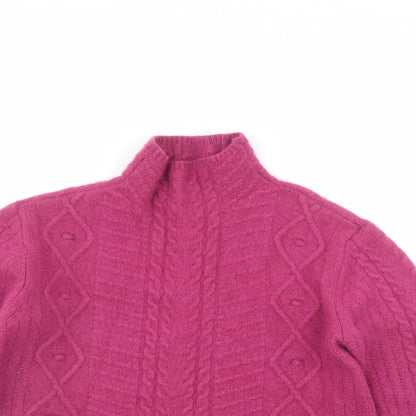 Autograph Womens Pink Mock Neck Acrylic Pullover Jumper Size 14