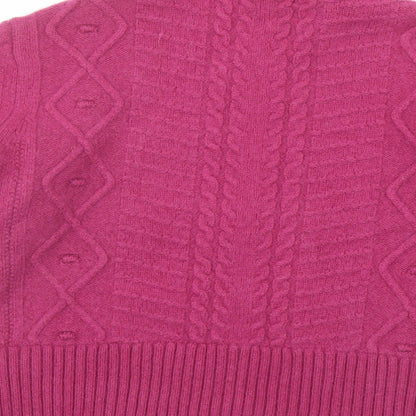 Autograph Womens Pink Mock Neck Acrylic Pullover Jumper Size 14