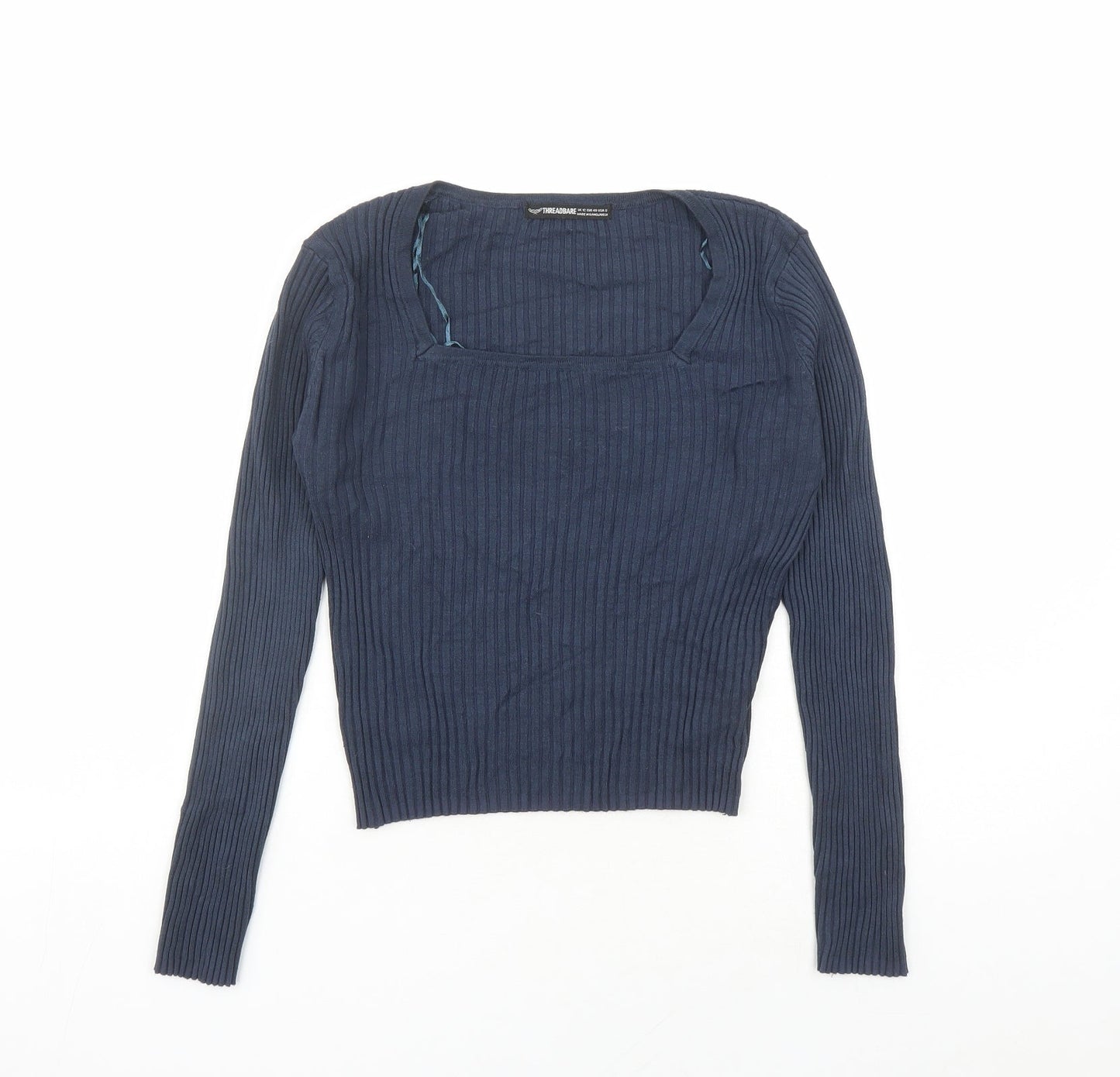 Womens UK Size 12 Threadbare Blue Cropped T-Shirt