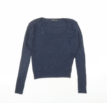 Womens UK Size 12 Threadbare Blue Cropped T-Shirt