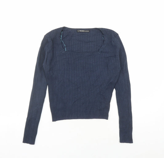 Womens UK Size 12 Threadbare Blue Cropped T-Shirt