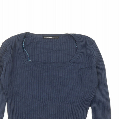 Womens UK Size 12 Threadbare Blue Cropped T-Shirt