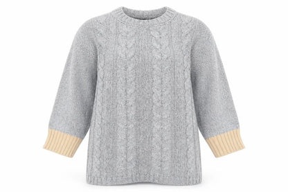 BASTYAN Womens Grey Round Neck Polyester Pullover Jumper Size L