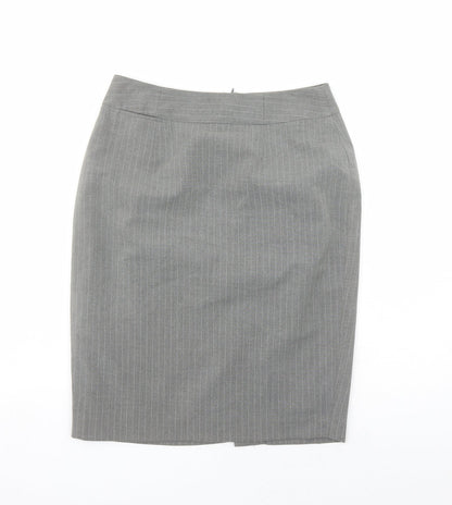 The Department Womens Grey Striped Polyester A-Line Skirt Size 10 Zip