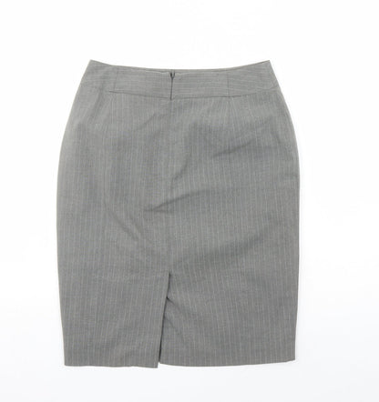The Department Womens Grey Striped Polyester A-Line Skirt Size 10 Zip