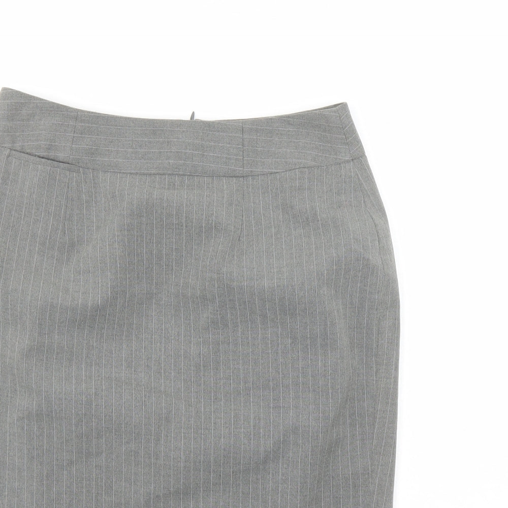 The Department Womens Grey Striped Polyester A-Line Skirt Size 10 Zip