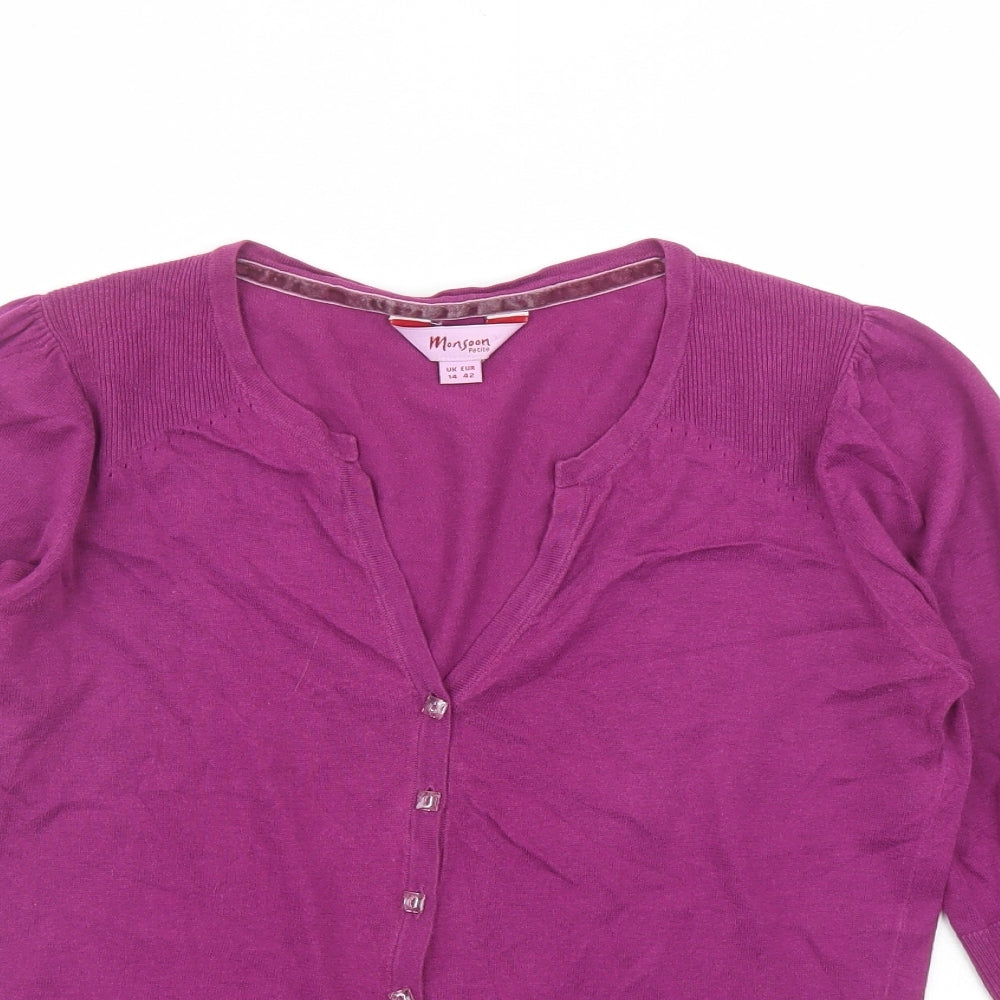Womens UK Size 14 Monsoon Purple Cardigan Jumper