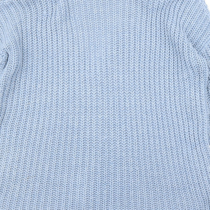 Warehouse Womens Blue V-Neck Acrylic Pullover Jumper Size L