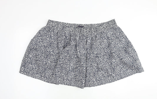 Marks and Spencer Womens Blue Floral Cotton A-Line Skirt Size 22