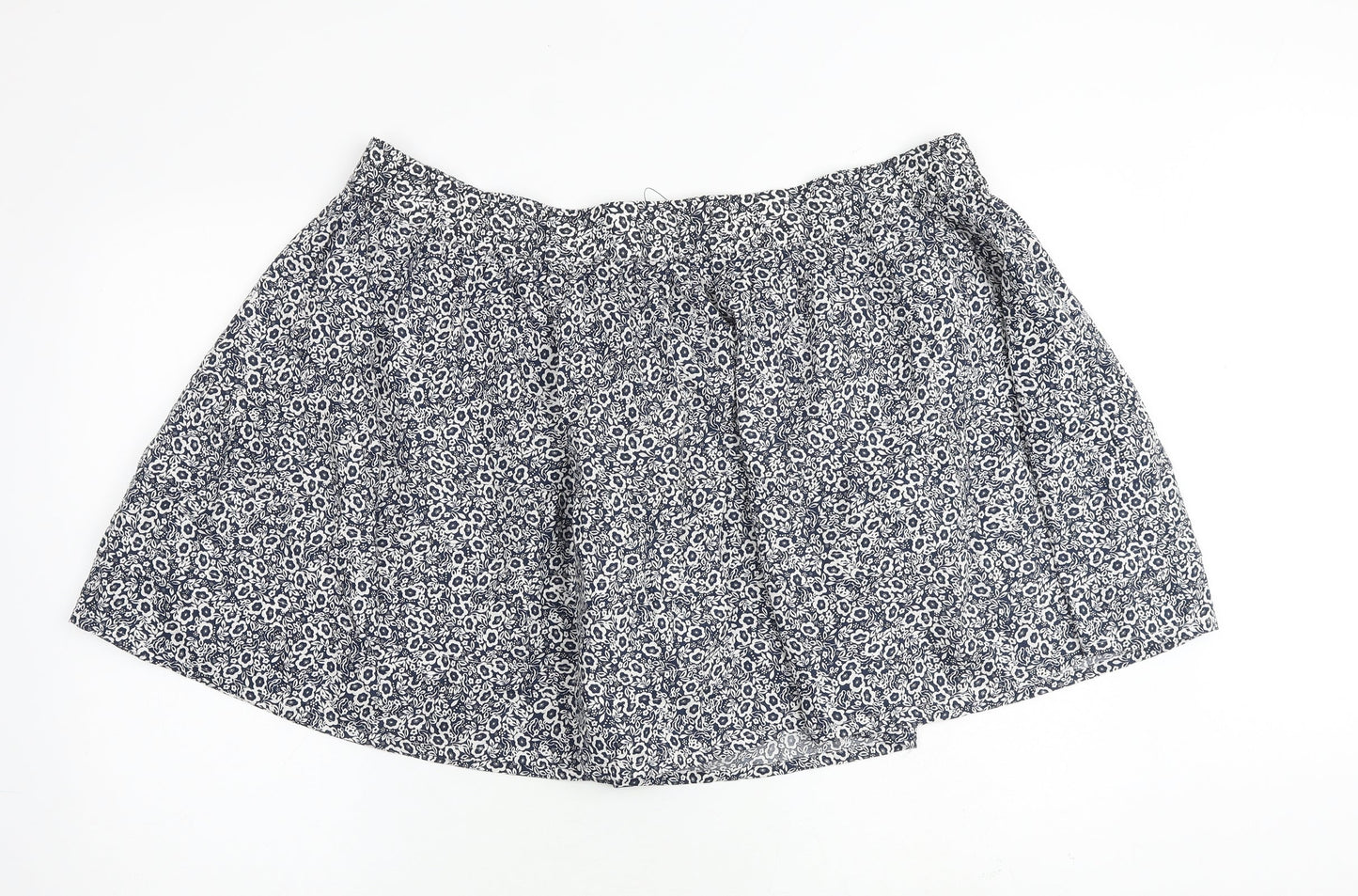 Marks and Spencer Womens Blue Floral Cotton A-Line Skirt Size 22