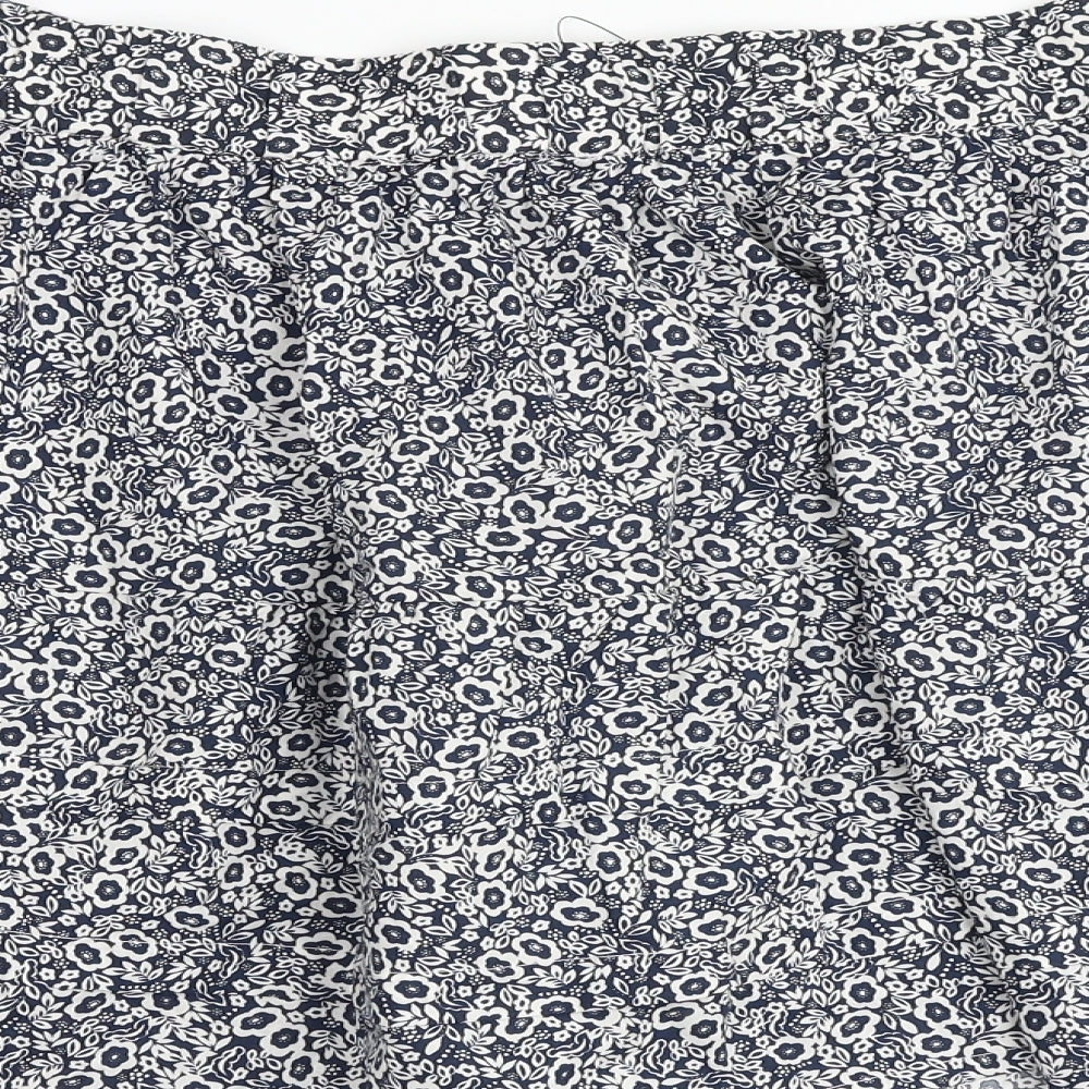 Marks and Spencer Womens Blue Floral Cotton A-Line Skirt Size 22