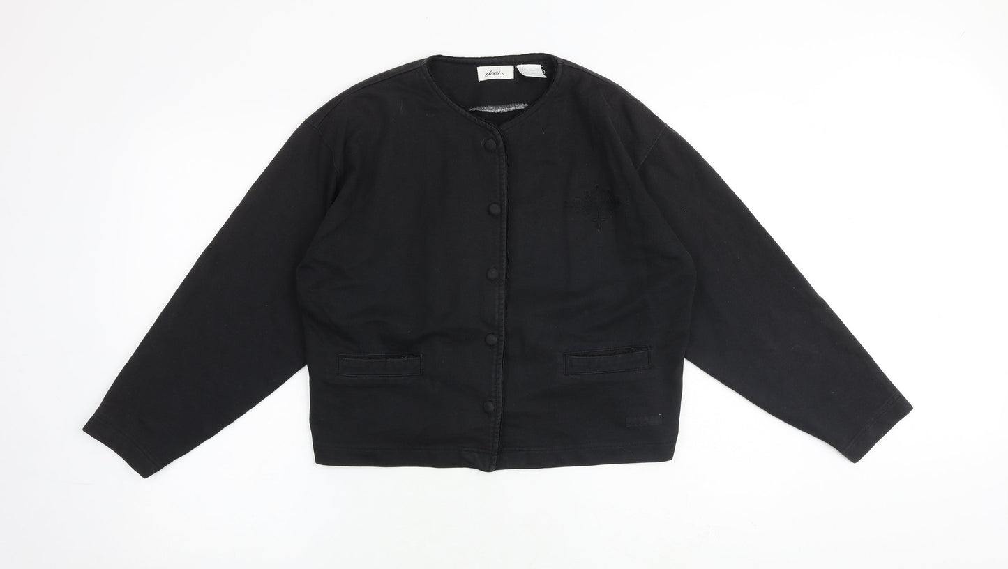 DASH Womens Black V-Neck Cotton Cardigan Jumper Size 12