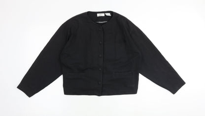 DASH Womens Black V-Neck Cotton Cardigan Jumper Size 12