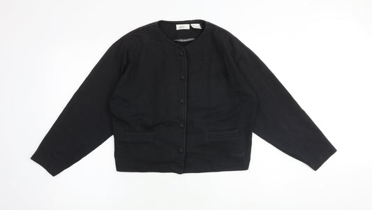DASH Womens Black V-Neck Cotton Cardigan Jumper Size 12