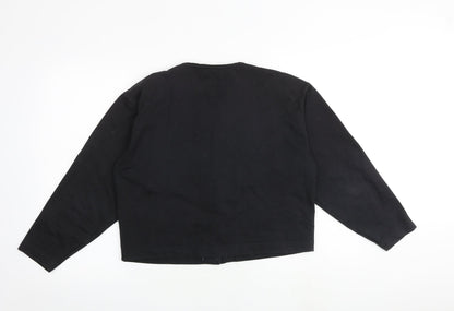 DASH Womens Black V-Neck Cotton Cardigan Jumper Size 12
