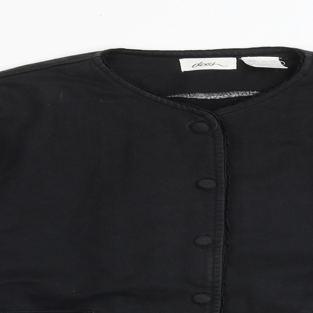 DASH Womens Black V-Neck Cotton Cardigan Jumper Size 12