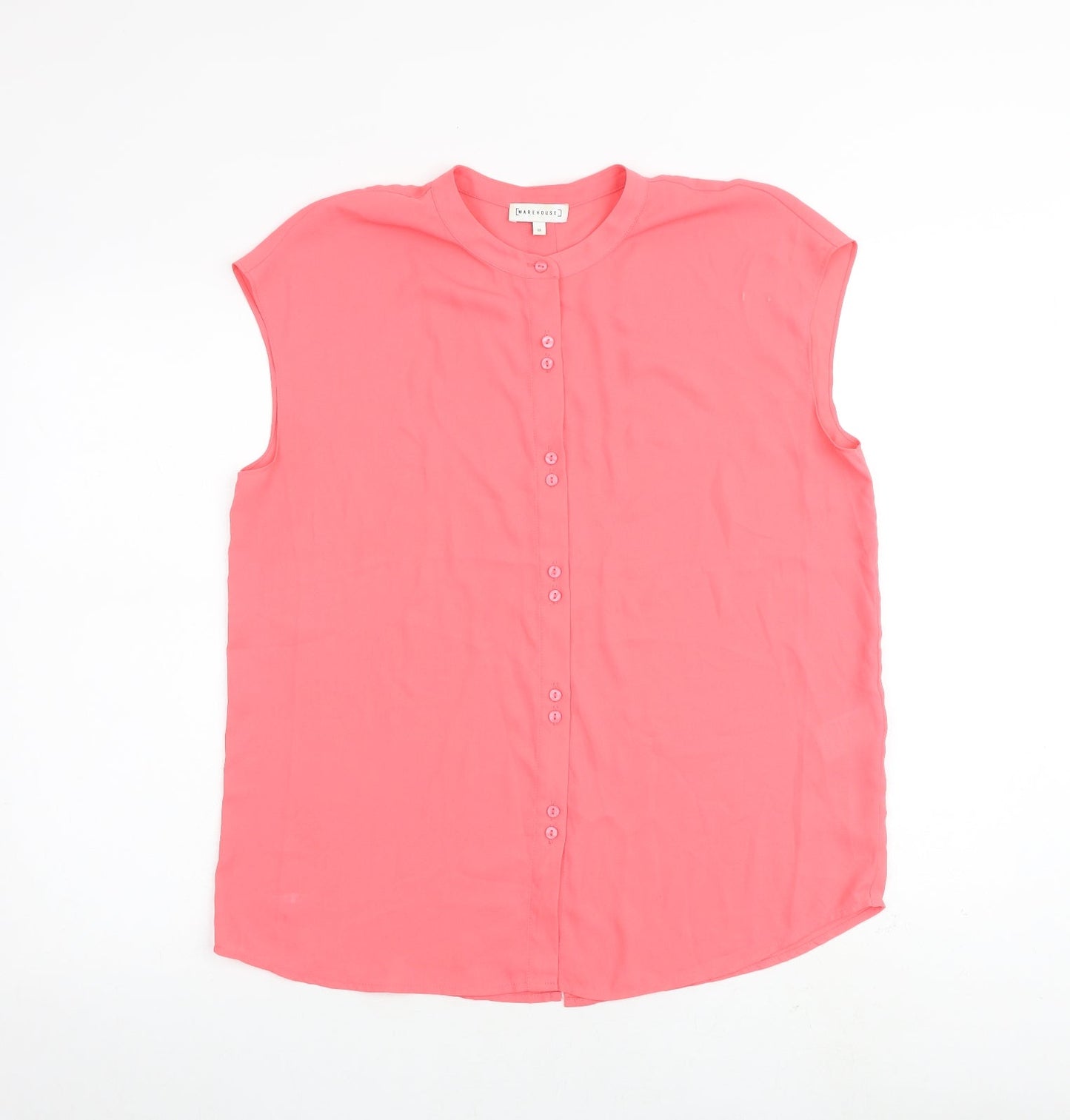 Womens UK Size 10 Warehouse Pink Basic Button-Up
