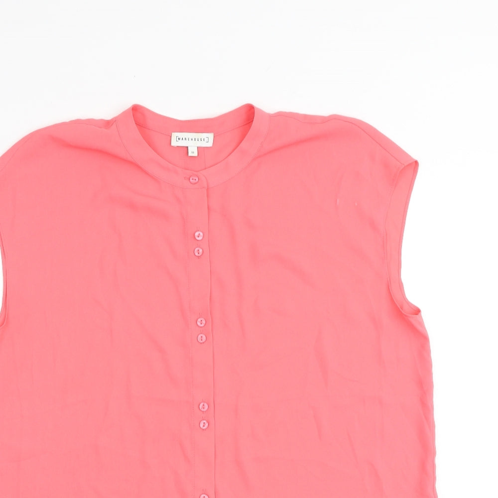 Womens UK Size 10 Warehouse Pink Basic Button-Up