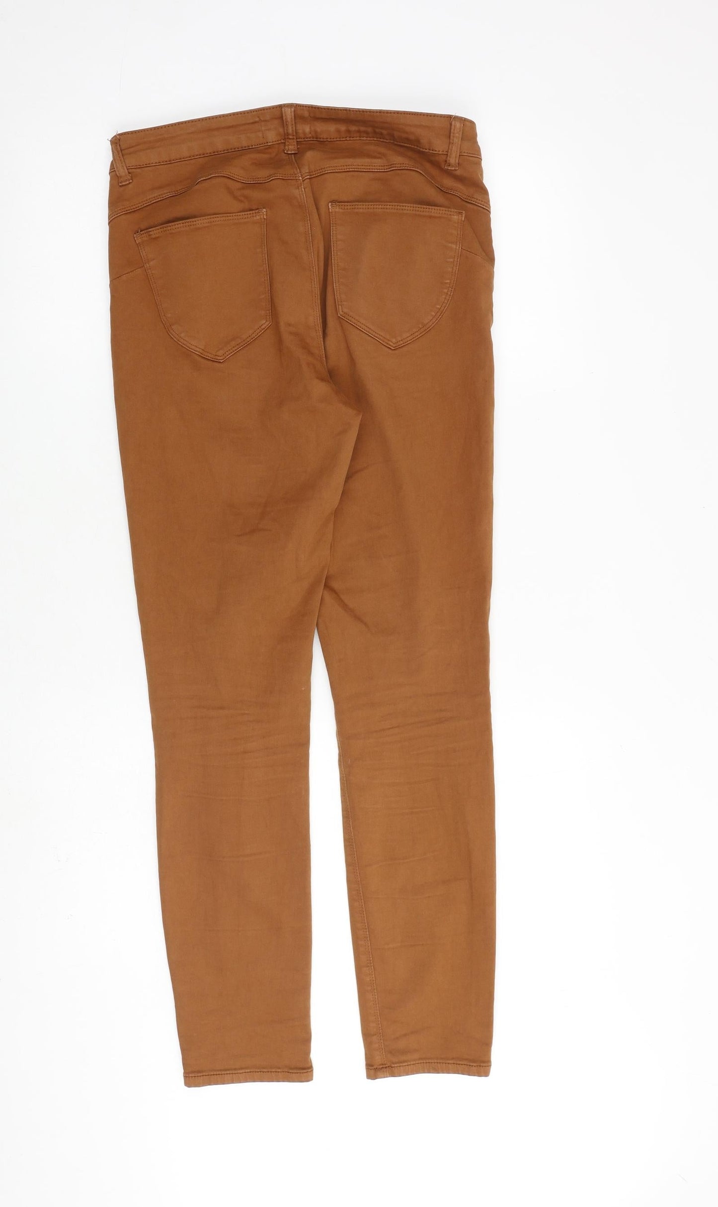 Orajie Womens Brown Cotton Skinny Jeans Size 12 L28 in Regular Zip