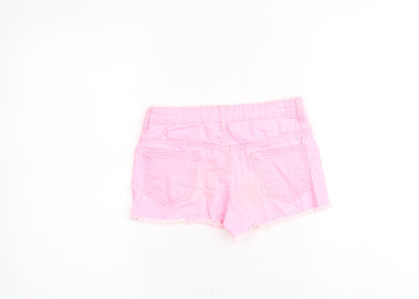 denim365 Girls Pink 100% Cotton Cut-Off Shorts Size 8-9 Years Regular Zip