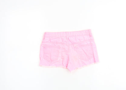 denim365 Girls Pink 100% Cotton Cut-Off Shorts Size 8-9 Years Regular Zip