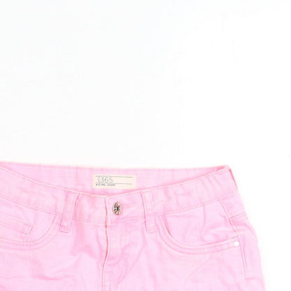 denim365 Girls Pink 100% Cotton Cut-Off Shorts Size 8-9 Years Regular Zip
