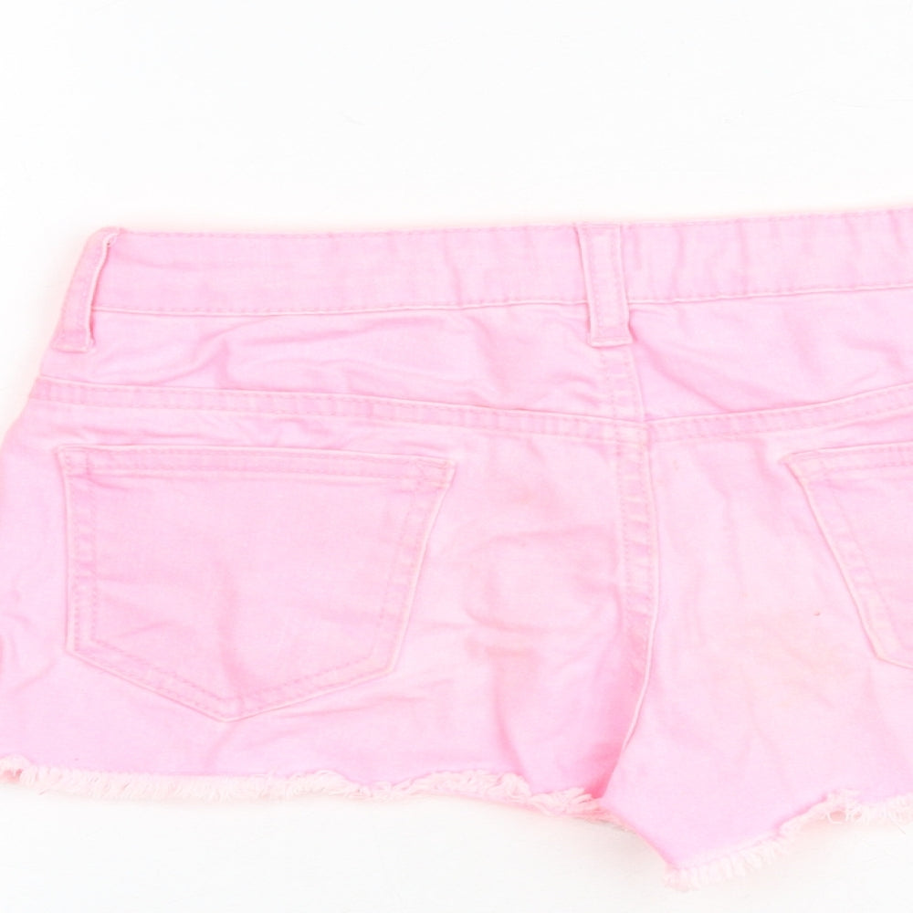 denim365 Girls Pink 100% Cotton Cut-Off Shorts Size 8-9 Years Regular Zip