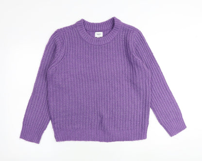 St. Tropez Womens Purple Round Neck Acrylic Pullover Jumper Size XL