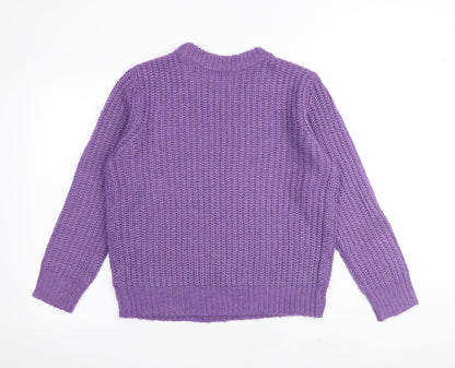 St. Tropez Womens Purple Round Neck Acrylic Pullover Jumper Size XL