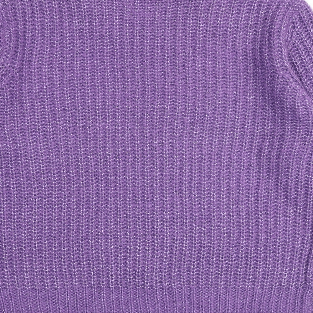 St. Tropez Womens Purple Round Neck Acrylic Pullover Jumper Size XL