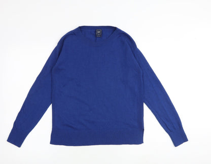 Gap Womens Blue Round Neck Nylon Pullover Jumper Size S