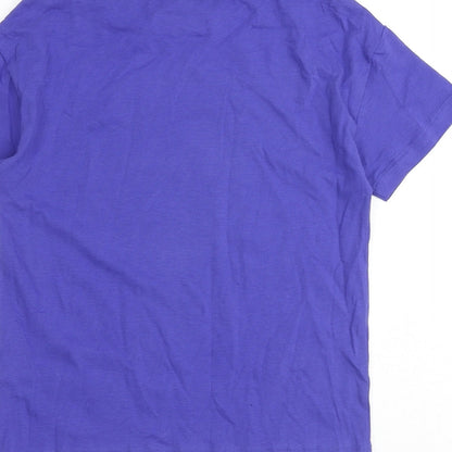 Marks and Spencer Boys Purple Cotton Basic T-Shirt Size 8-9 Years Round Neck Pullover