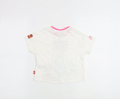 Marks and Spencer Girls White Cotton Basic T-Shirt Size 2-3 Years Round Neck Pullover