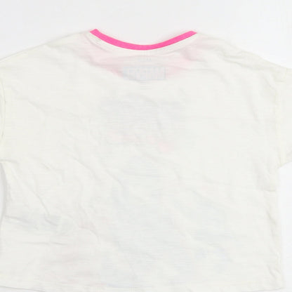 Marks and Spencer Girls White Cotton Basic T-Shirt Size 2-3 Years Round Neck Pullover