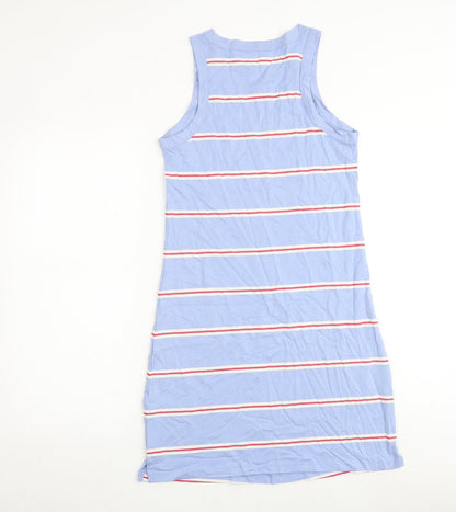 Marks and Spencer Womens Blue Striped Cotton A-Line Size S Round Neck Pullover