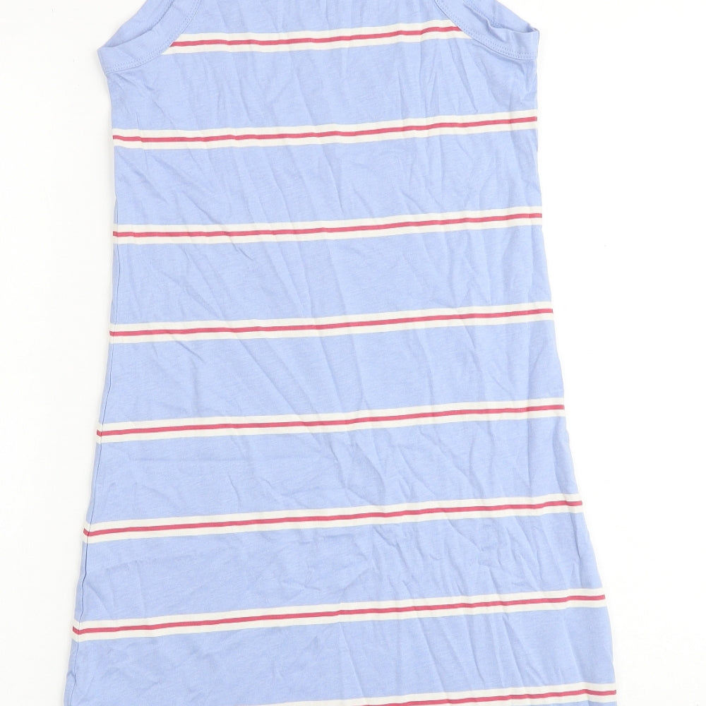 Marks and Spencer Womens Blue Striped Cotton A-Line Size S Round Neck Pullover