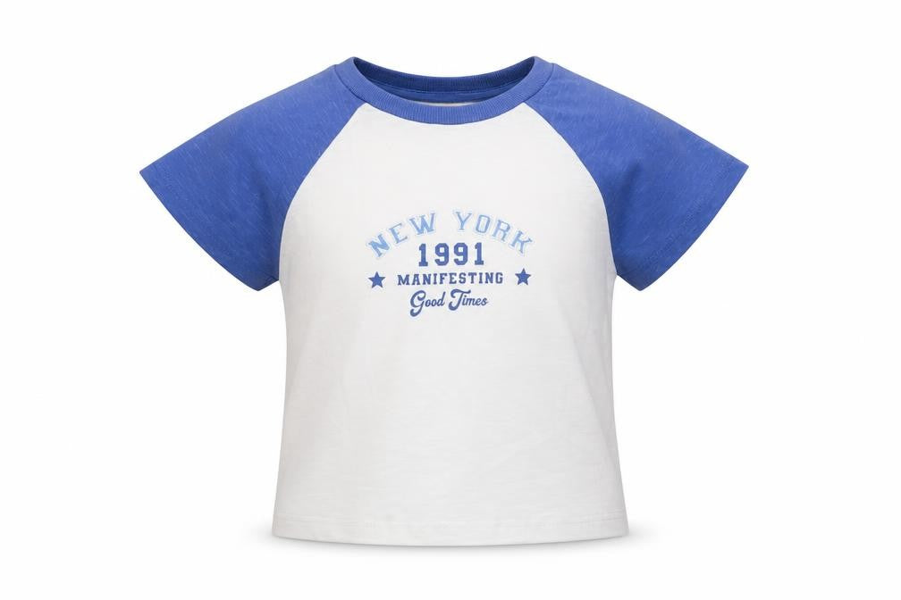 Front view of Marks & Spencer girls’ white 100% cotton basic t-shirt, size 6-7, years round neck pullover