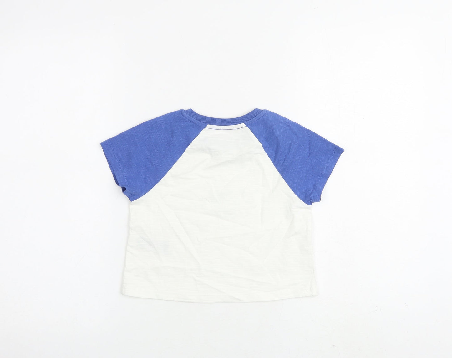Marks and Spencer Girls White 100% Cotton Basic T-Shirt Size 6-7 Years Round Neck Pullover