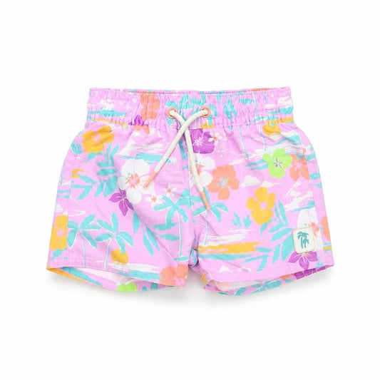 Marks and Spencer Baby Purple Floral Polyester Cropped Trousers Size 3-6 Months Drawstring - Shorts