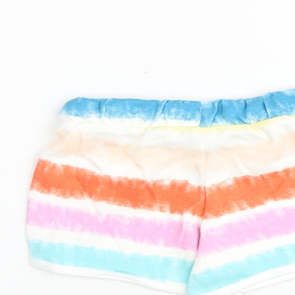 Marks and Spencer Girls Multicoloured Geometric 100% Cotton Bermuda Shorts Size 2-3 Years Regular Drawstring