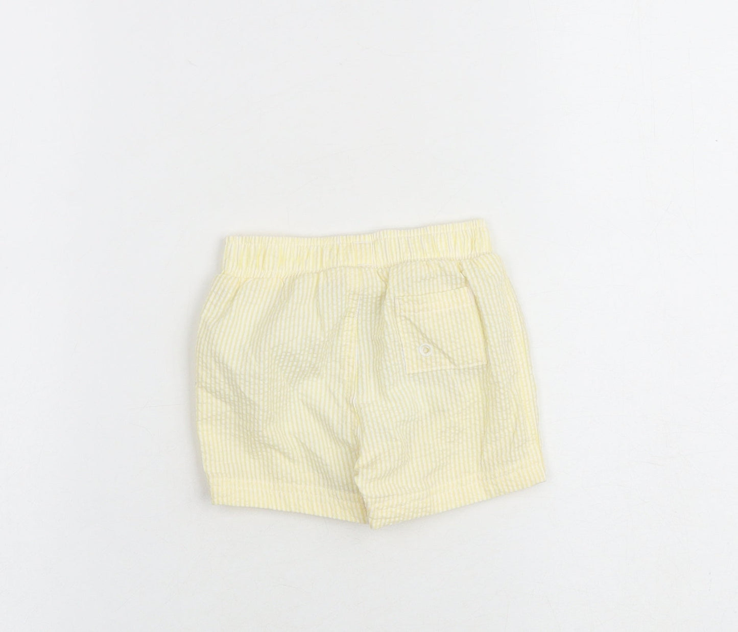 Marks and Spencer Baby Yellow Striped Cotton Cropped Trousers Size 3-6 Months Drawstring