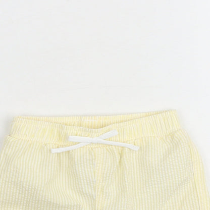 Marks and Spencer Baby Yellow Striped Cotton Cropped Trousers Size 3-6 Months Drawstring