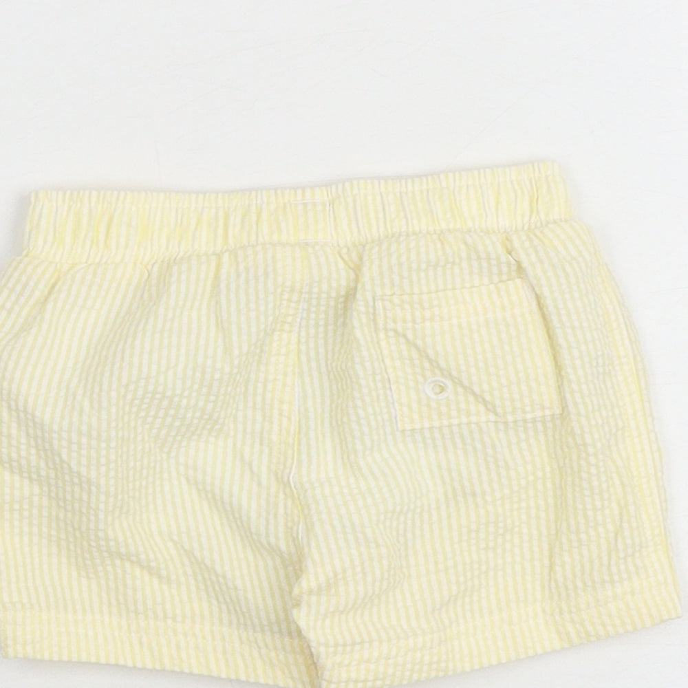 Marks and Spencer Baby Yellow Striped Cotton Cropped Trousers Size 3-6 Months Drawstring