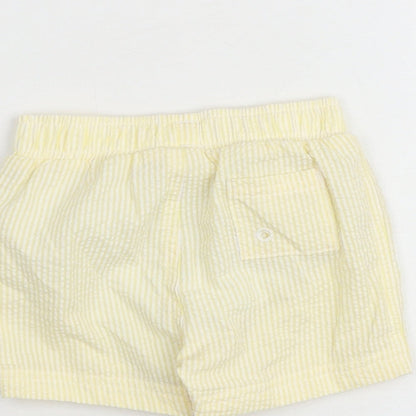 Marks and Spencer Baby Yellow Striped Cotton Cropped Trousers Size 3-6 Months Drawstring