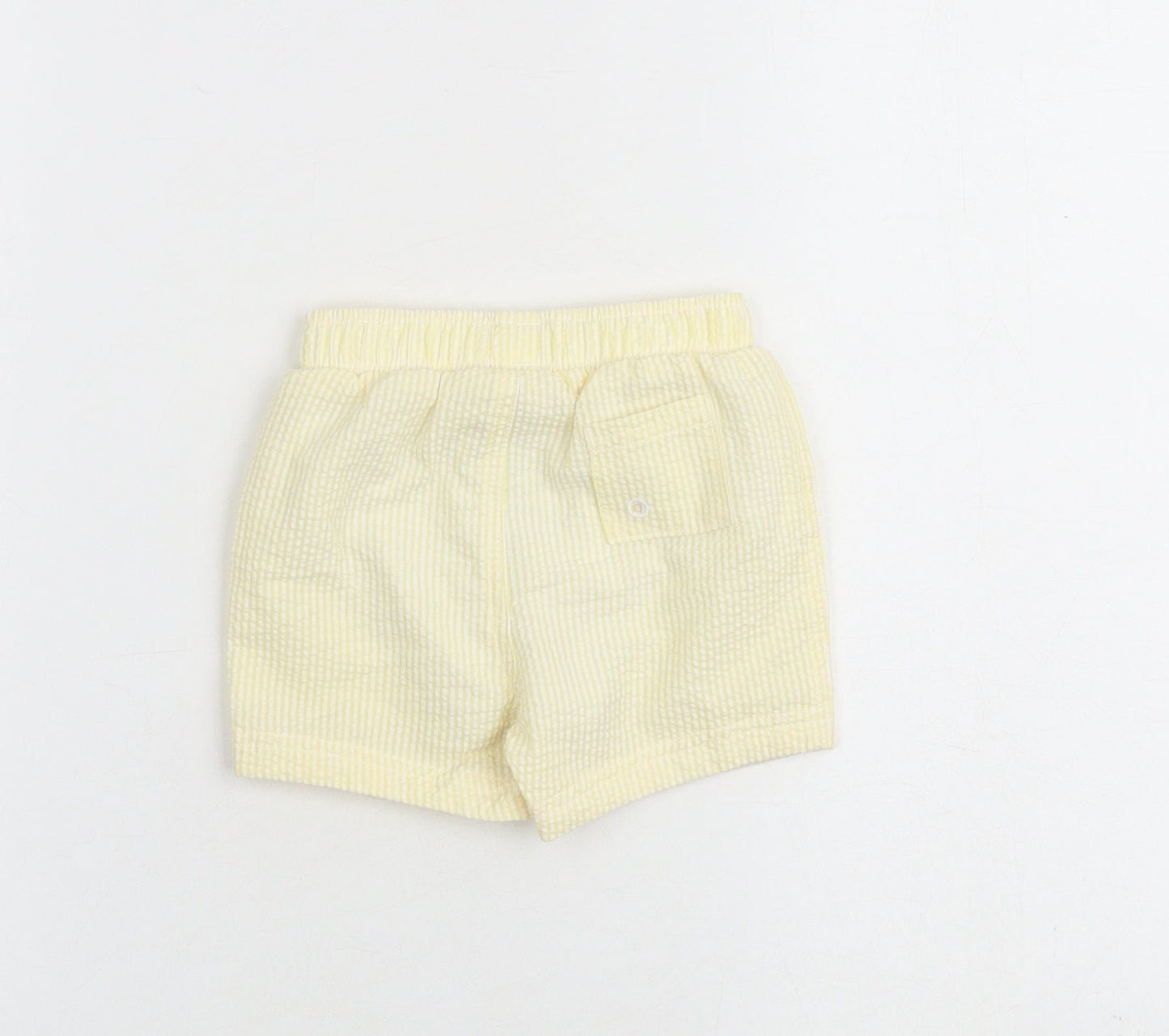 Marks and Spencer Baby Yellow Striped Cotton Cropped Trousers Size 6-9 Months Drawstring